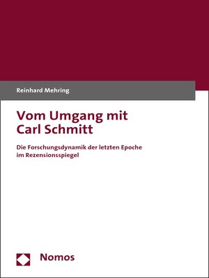 cover image of Vom Umgang mit Carl Schmitt